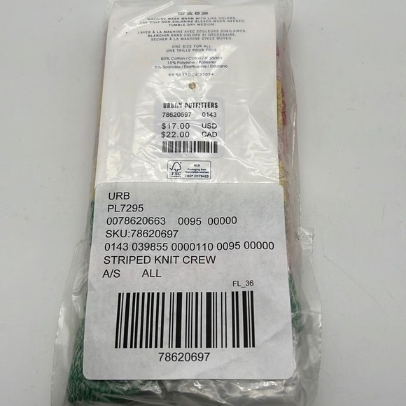 Urban outfitters Striped knit crew winter multicolor hipster socks NWT - Picture 3 of 3